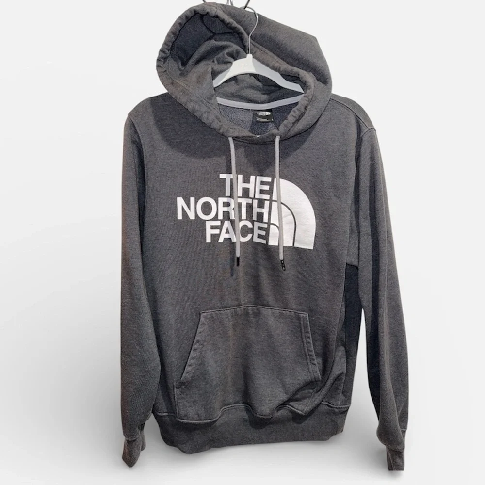 The North Face Men's Grey/White Hoodie With Logo size Small